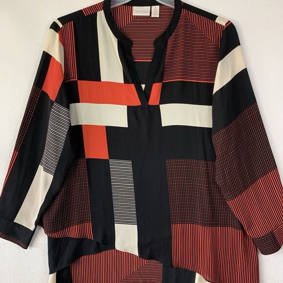 Chicos Tunic Women 3 Petite Color Block Asymmetrical Layered Blouse Lagenlook XL - Picture 9 of 13